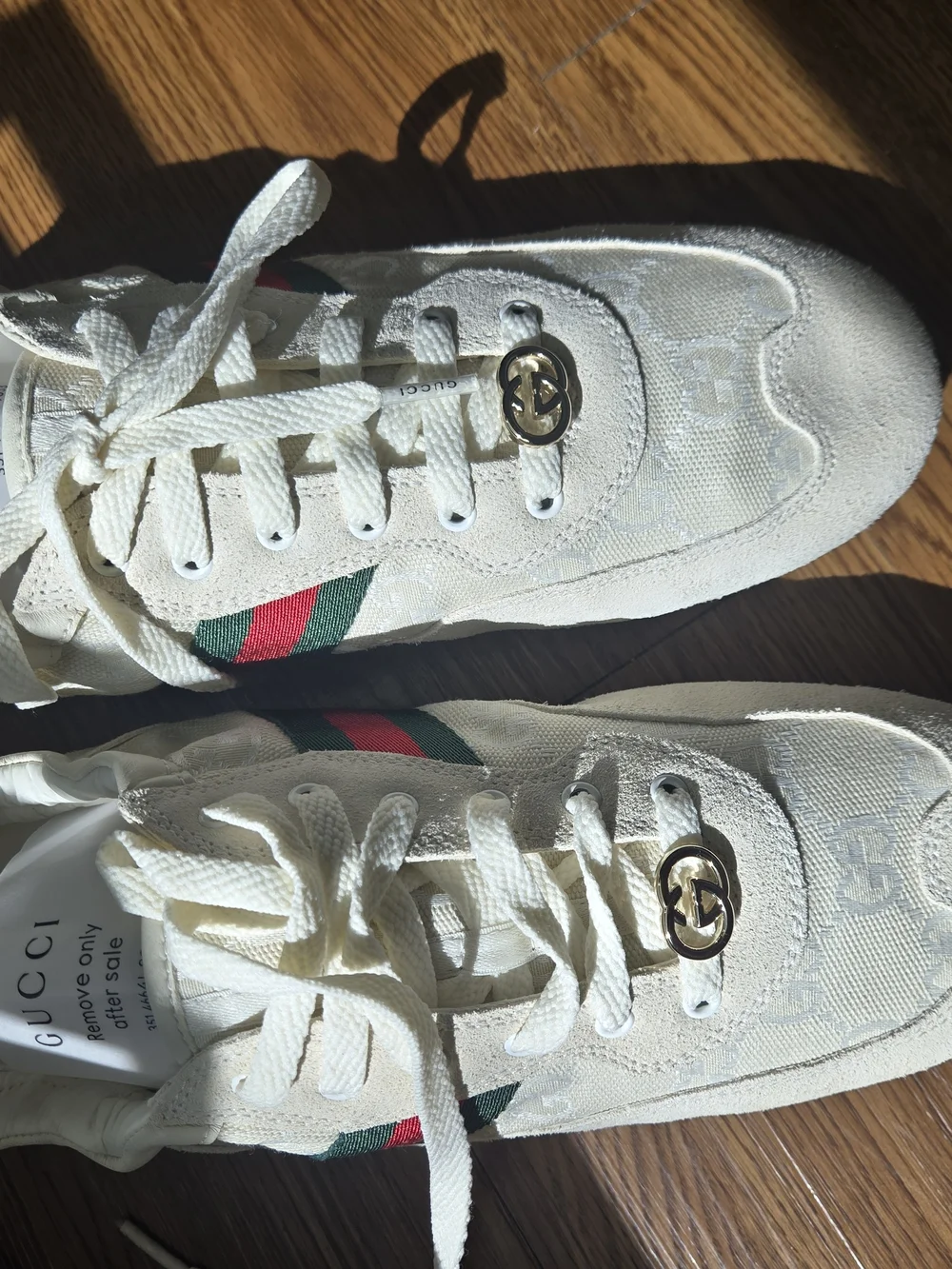 Gucci Women's Shift Sneaker - White with Green & Red Stripe